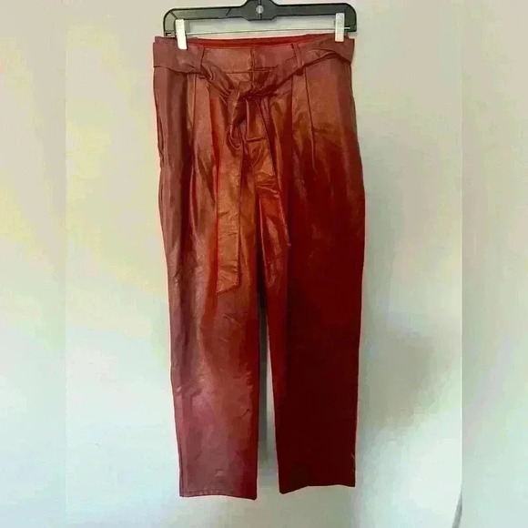 Express High Waisted Faux Leather Belted Utility Ankle Pant Size XS - Picture 2 of 9